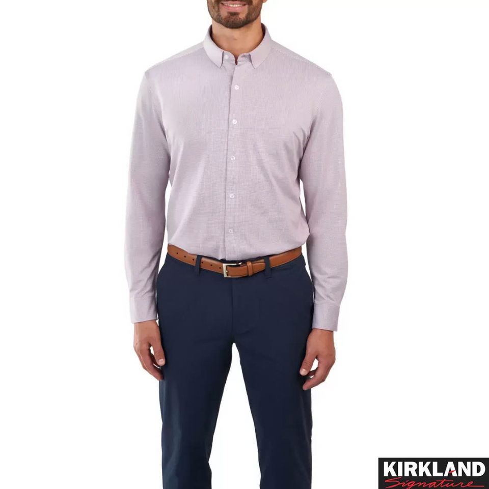 Kirkland Signature Men's Light Purple Knit Dress Shirt