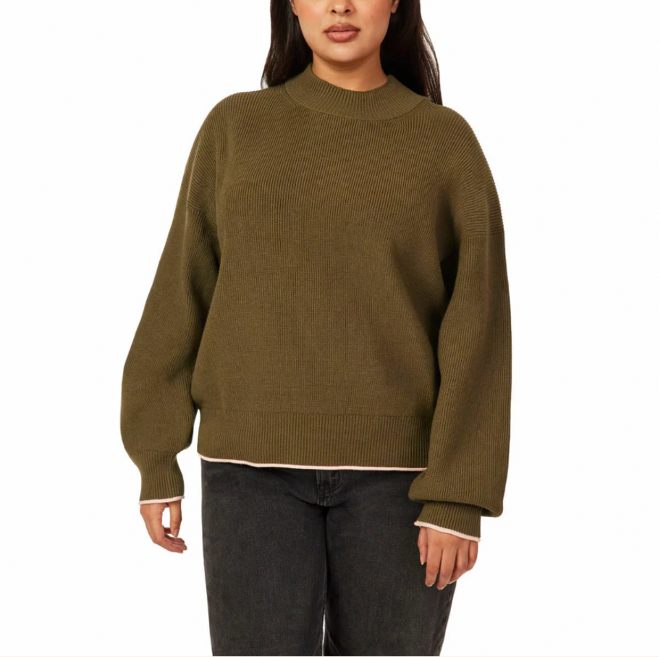 Scotch & Soda Women's Olive Green Mock Neck Sweater