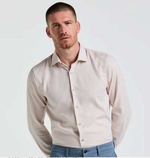 Perry Ellis Portfolio Men's Beige Modern-Fit Lux Twill Solid Dress Shirt | Perry Ellis Portfolio In Lebanon