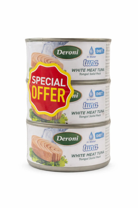 Deroni Tuna White Meat Tuna in Water 3pcs x 185g | Deroni In Lebanon