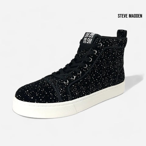 Steve Madden Unisex Black Glitter Promoter Fabric Ankle Streakers  |Steve Madden in Lebanon