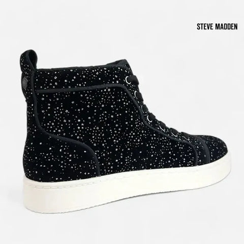 Steve Madden Unisex Black Glitter Promoter Fabric Ankle Streakers  |Steve Madden in Lebanon