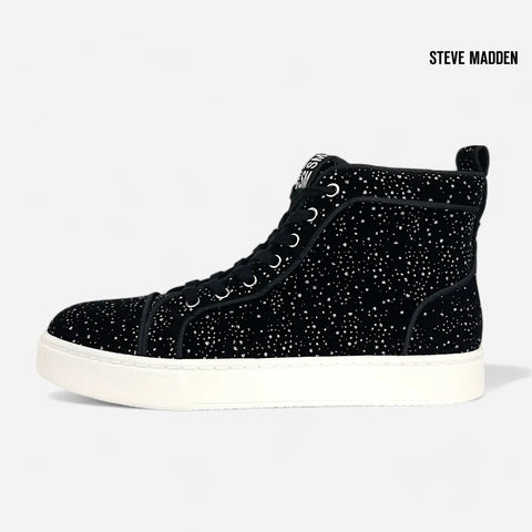 Steve Madden Unisex Black Glitter Promoter Fabric Ankle Streakers  |Steve Madden in Lebanon