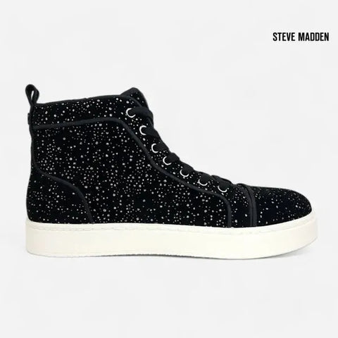 Steve Madden Unisex Black Glitter Promoter Fabric Ankle Streakers  |Steve Madden in Lebanon