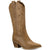 Sun + Stone Women's Dark Camel  Bernarrd Faux Leather Pull on Cowboy Western Boots