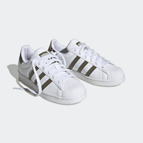 Adidas Unisex White & Olive Green Superstar Sneakers | Adidas In Lebanon