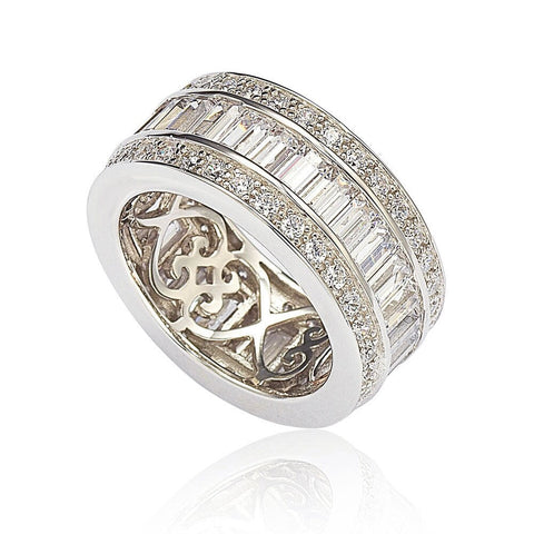 Suzy Levian Women's Sterling Silver Cubic Zirconia White Baguette Ring | Suzy Levian In Lebanon