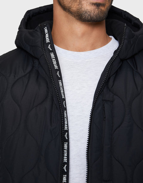Threadbare Men's Black Padded Longline Jacket | Threadbare In Lebanon
