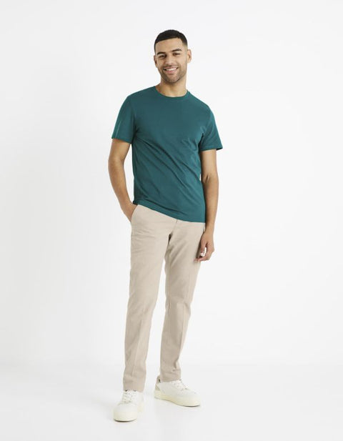 Celio Men's Dark Green Regular Fit 100% Cotton T-Shirt | Celio In Lebanon