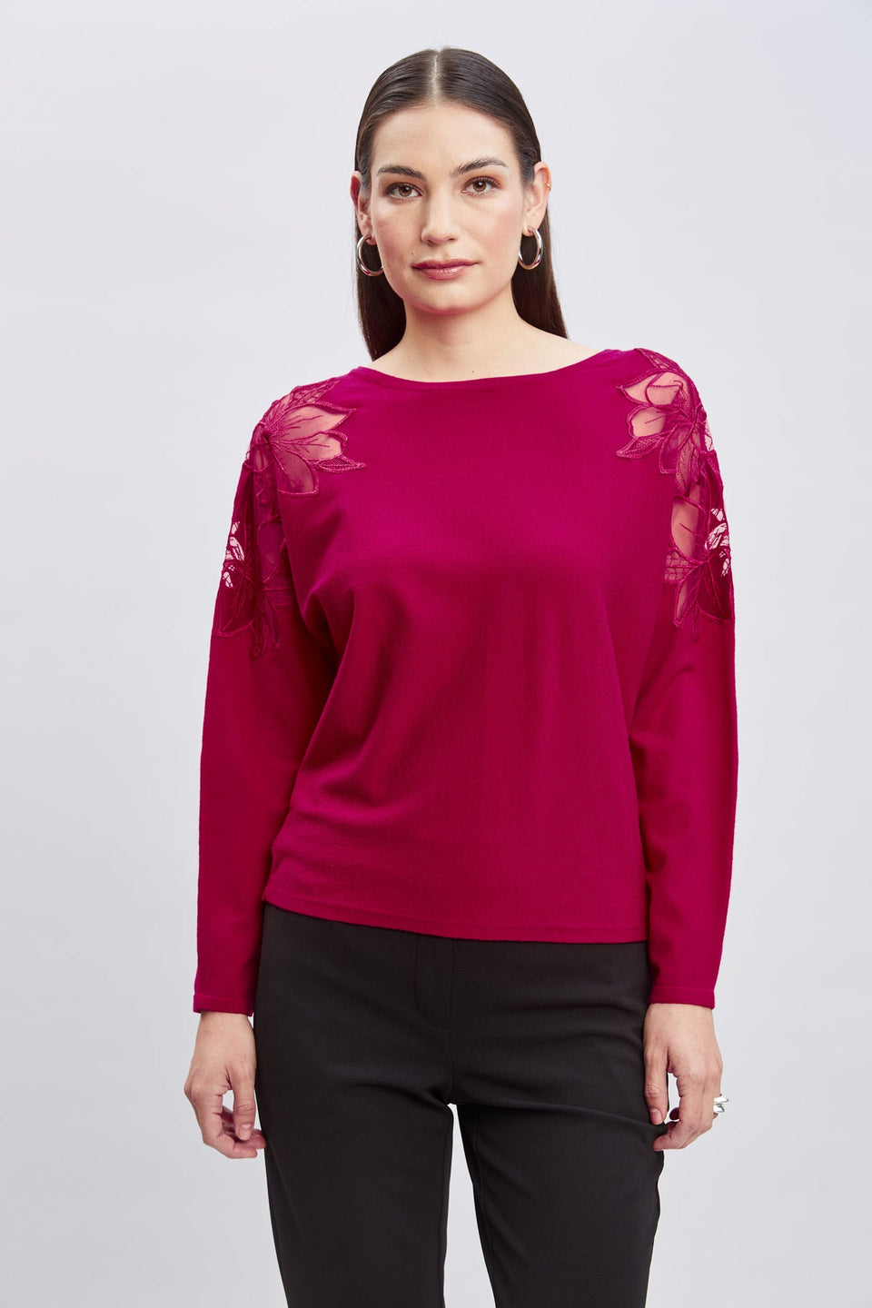 T-Tahari Women's Pink Heart Chiffon Floral Shoulder Sweater | T-Tahariin Lebanon
