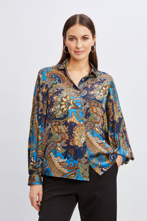 T-Tahari Women's Multicolor Royal Paisley Button Down Shirt | T-Tahari In Lebanon