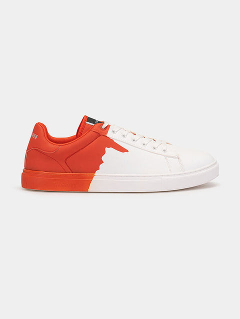 Trussardi Men's White & Orange Derek Sneakers | Trussardi in Lebanon