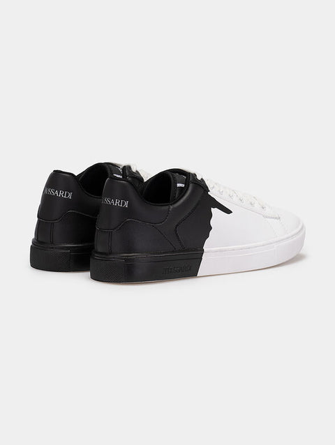 Trussardi Men's Black & White SNK Derek Sneakers | Trussardi In Lebanon