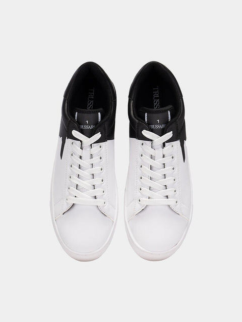Trussardi Men's Black & White SNK Derek Sneakers | Trussardi In Lebanon