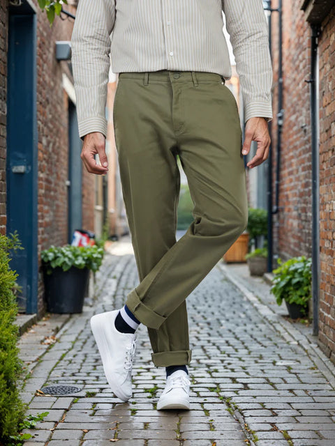 Celio Men's Olive Green Slim Fit Trouser | Celio In Lebanon