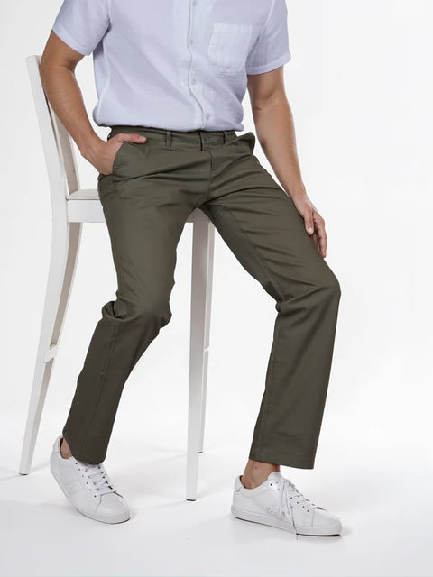 Celio Men’s Olive Cotton Straight Fit Chino Pant|Celio In Lebanon