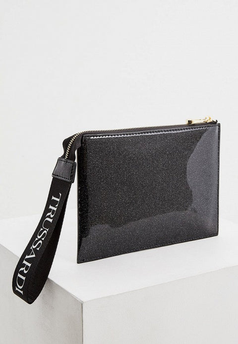 Trussardi Women's Black Glitter Makeup Bag |Trussardi In Lebanon