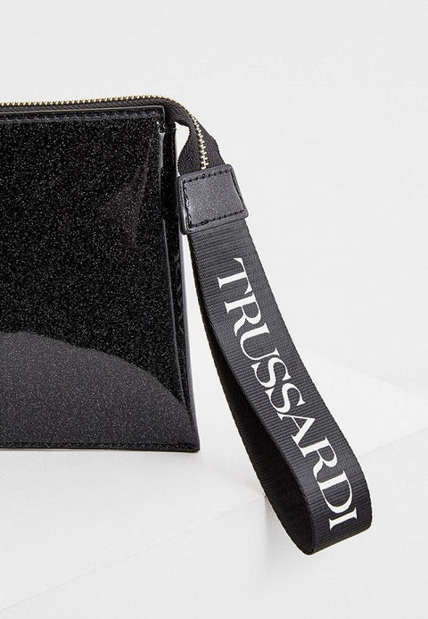 Trussardi Women's Black Glitter Makeup Bag |Trussardi In Lebanon