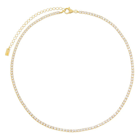 Adina Eden Women's Silver Thin Diamond Tennis Necklace | Adina Eden In Lebanon