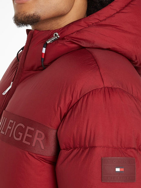 Tommy Hilfger Men's Burgundy  High Loft Logo Print Puffer Jacket | Tommy Hilfger In Lebanon