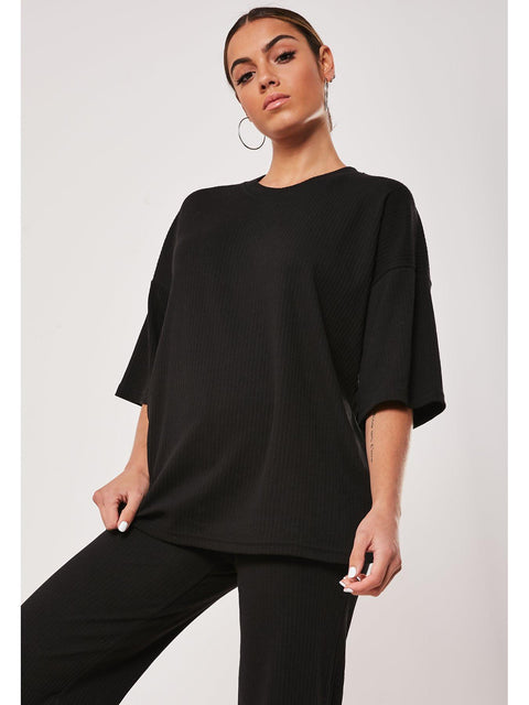Missguided Women's Black T-Shirt UJA6E FE957(SHR)