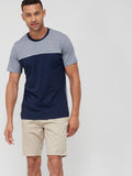 Very Man  Men's Navy Blue Textured Cut And Sew T-Shirt UME6f FE430