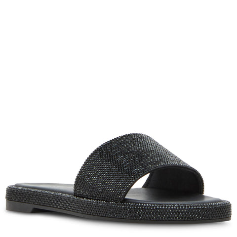 Madden Girl Women's Black Lizaa Rhinestone Platform Slide Sandals | Madden Girl In Lebanon