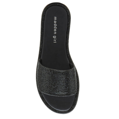 Madden Girl Women's Black Lizaa Rhinestone Platform Slide Sandals | Madden Girl In Lebanon