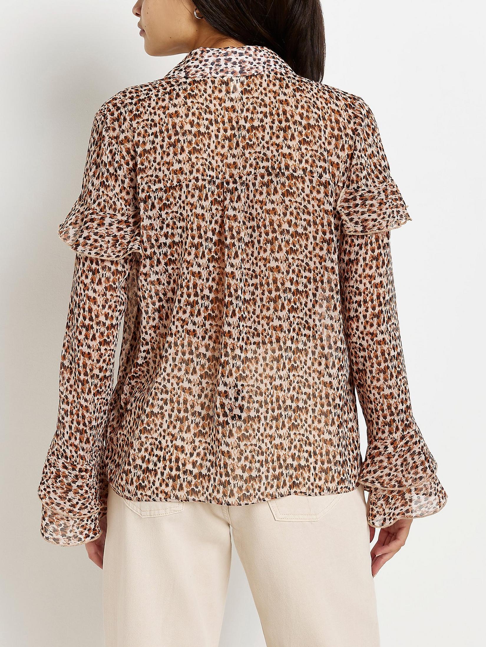 River Island Women's Leopard Print Shirt 765236 FE1054(SHR)
