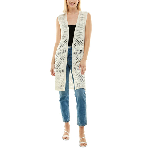 Ultra Flirt Women's Light Beige Sleeve-Less Knitted Cardigan | Ultra Flirt In Lebanon