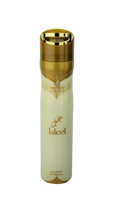Gold and beige bottle with 'Jaleel' branding on a white background
