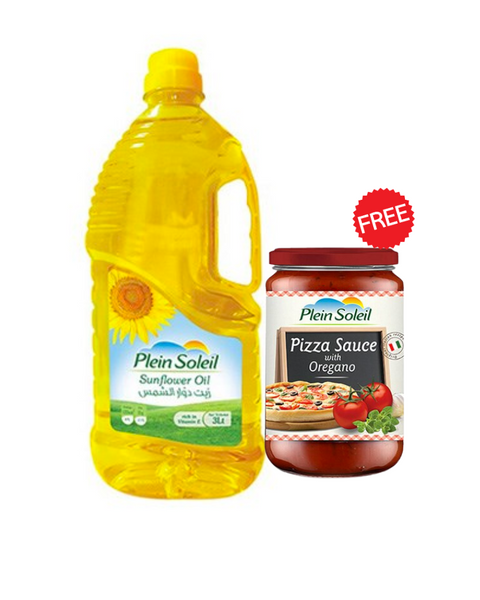 Plein Soleil Sunflower Oil 3L + Plein Soleil Pizza Sauce with Oregano 650g free