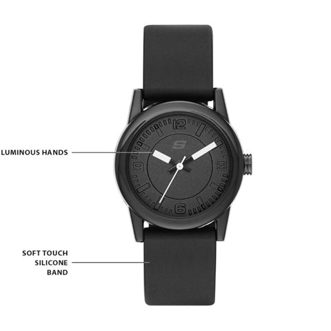 Skechers Rosecrans Women's All Black Silicone Strap Watch | Skechers In Lebanon