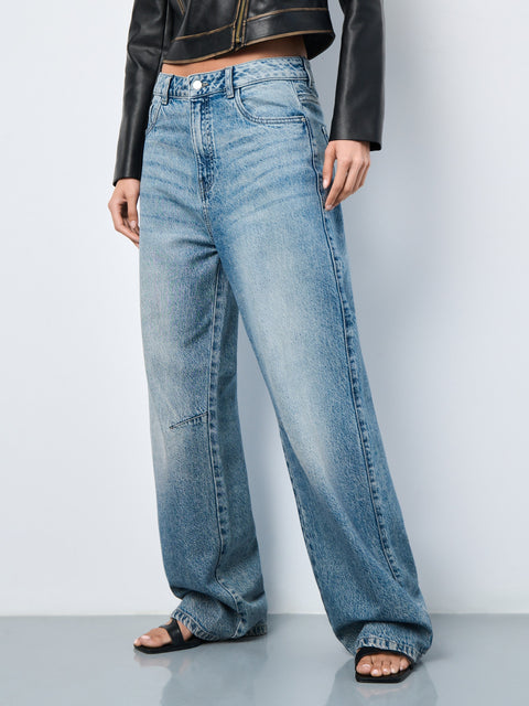 Sinsay Women's Blue Wash Effect Baggy Jeans|Sinsay In Lebanon