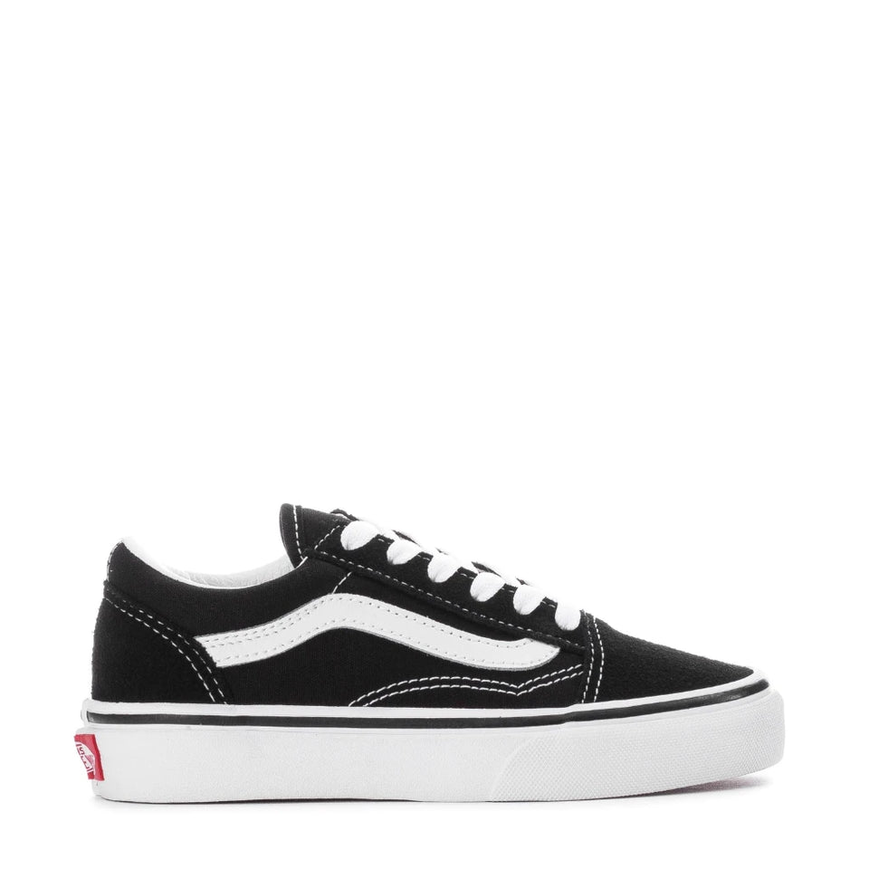 Black sneaker with white sole on a white background
