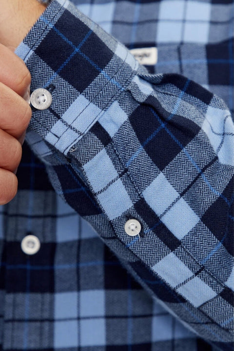 Wrangler Men's Blue Shades Checkered Long Sleeve Shirt | Wrangler In Lebanon