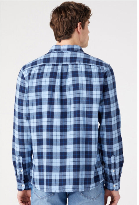 Wrangler Men's Blue Shades Checkered Long Sleeve Shirt | Wrangler In Lebanon