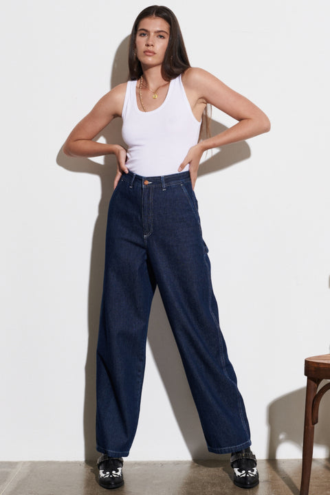 Wrangler Women's Navy Very High Waist Wide Leg Jeans | Wrangler In Lebanon