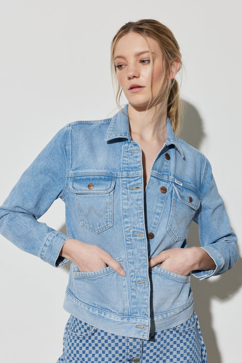 Wrangler Women's Light Blue Trucker Regular Denim Jacket | Wrangler In Lebanon