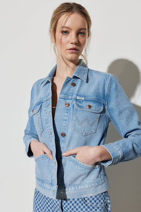 Wrangler Women's Light Blue Trucker Regular Denim Jacket | Wrangler In Lebanon
