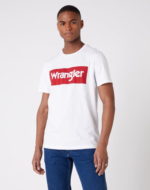 Wrangler Men's White Wrangler Logo T-Shirt | Wrangler In Lebanon