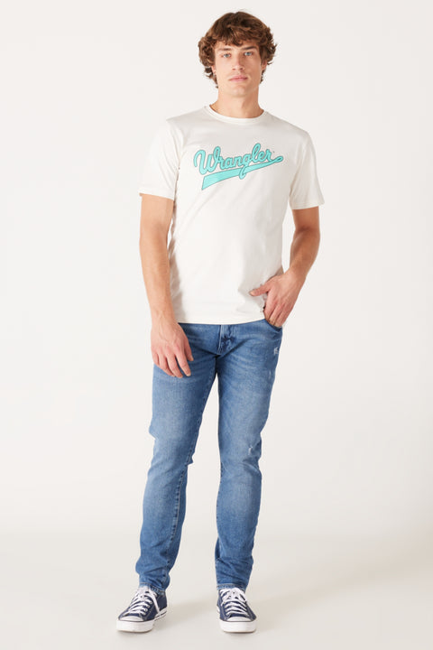 Wrangler Men's Regular Fit Regular Cut Cotton Crew Neck White T-Shirt | Wrangler In Lebanon