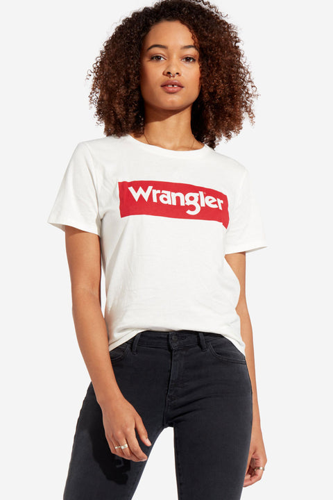 Wrangler Women's White & Red Logo Printed T-Shirt | Wrangler In Lebanon