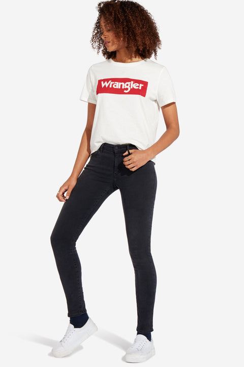 Wrangler Women's White & Red Logo Printed T-Shirt | Wrangler In Lebanon