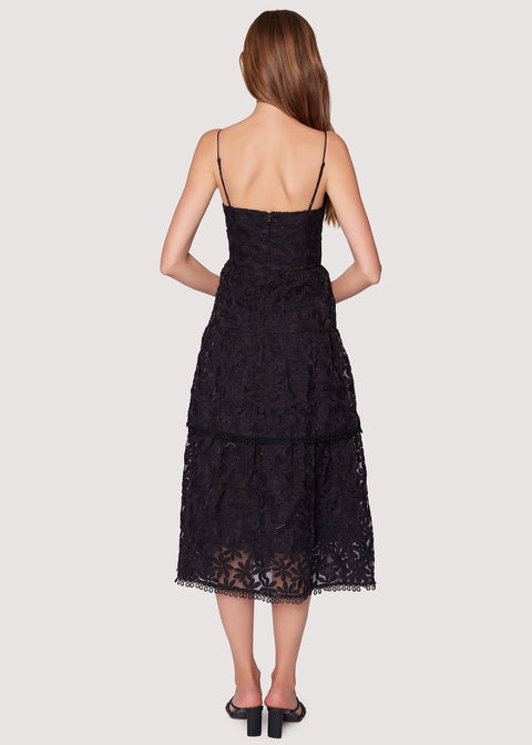 Lost + Wander Women's Black Madonna Blossom Organza Tier Midi Dress | Lost + Wander In Lebanon