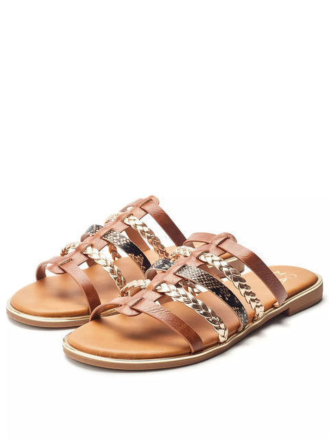 V By Very Women's Tan Junie Multi Strap Sandals | V By Very in Lebanon