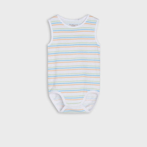 Striped baby bodysuit on a white background