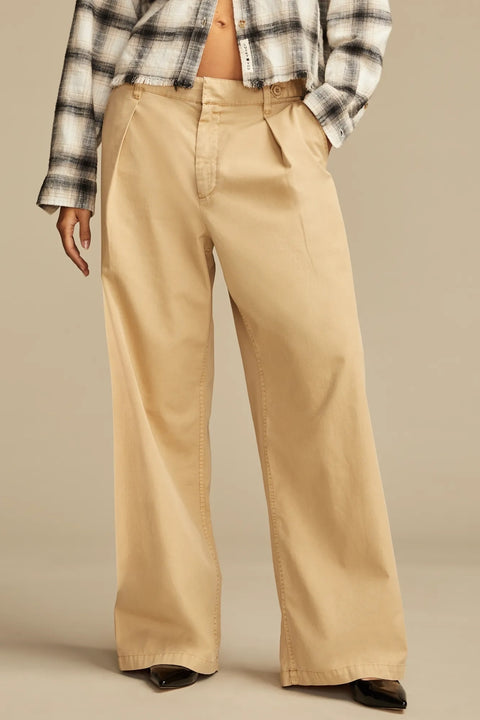 Lucky Brand Women's Beige Wide-Leg Pleated-Waist Pants|Lucky Brand In Lebanon
