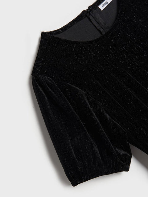 Sinsay Girl's Black Shimmery Short Sleeve Belted Jumpsuit  |Sinsay In Lebanon