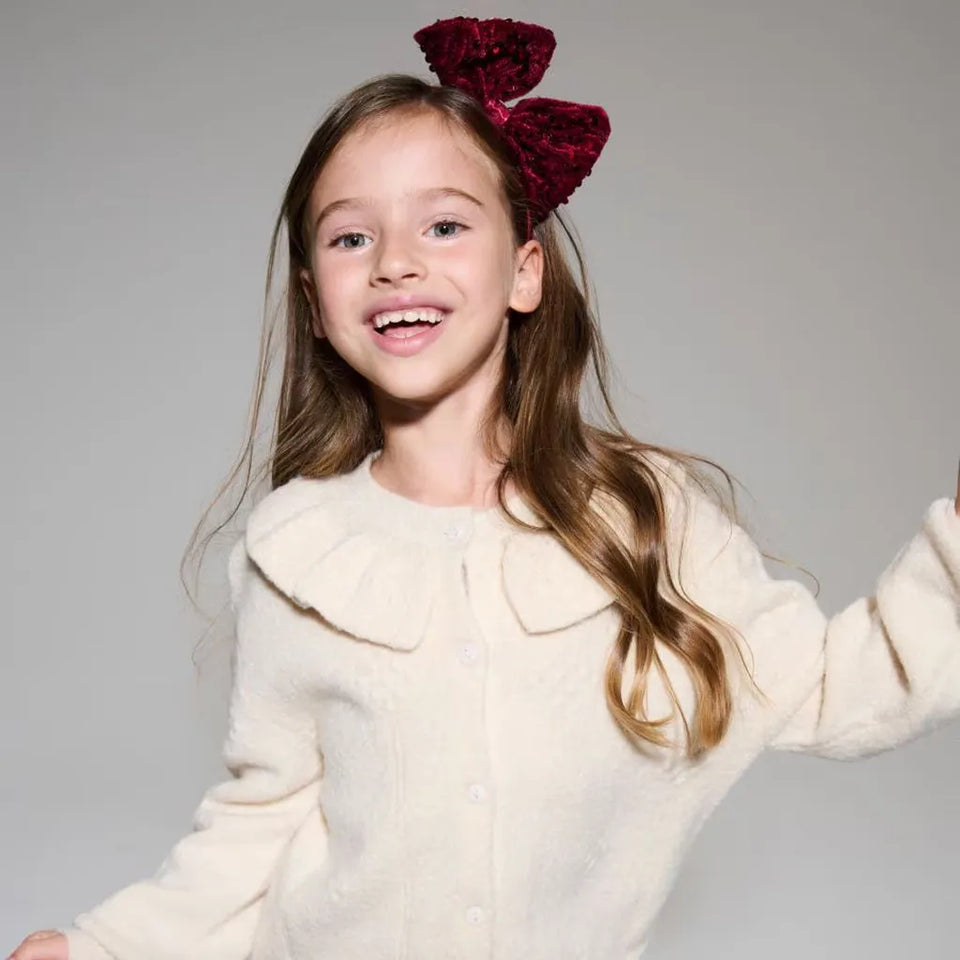 Sinsay Girl's Cream Decorative Ruffled Collar Cardigan